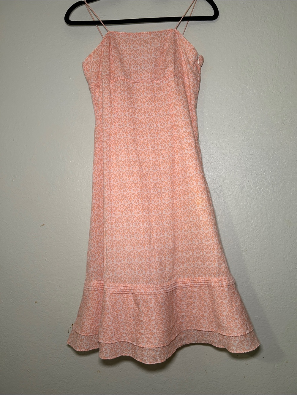 Express Peach Floral Midi Dress with Spaghetti Straps